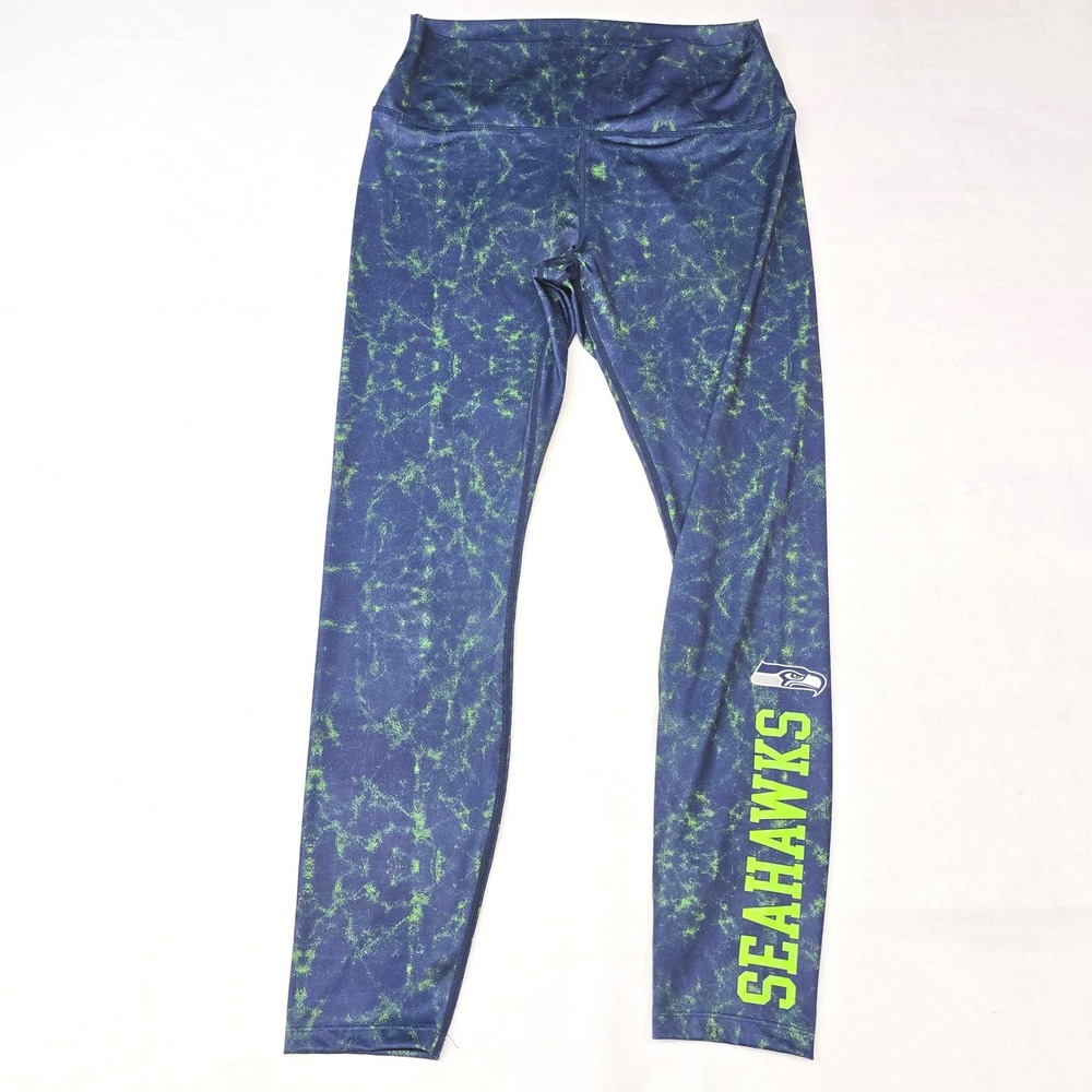 NFL Team Apparel Seattle Seahawks Womens XL Leggings Blue Green Marble‎ Print